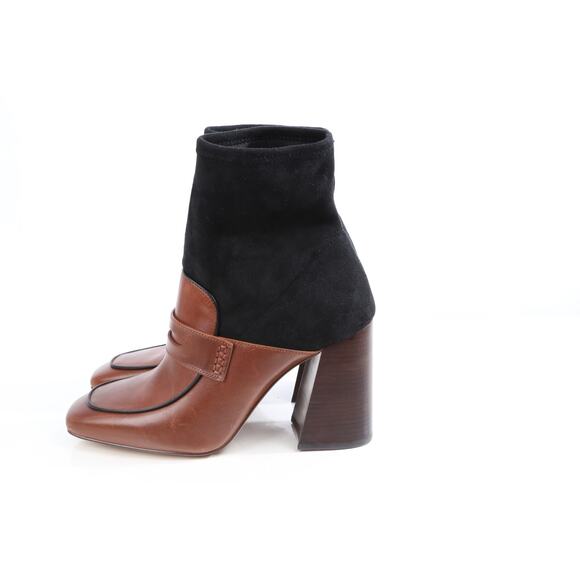 Louise et Cie Izel Bootie Black Leather Heeled Sock Loafer Stretch Boots 40 - Picture 3 of 16